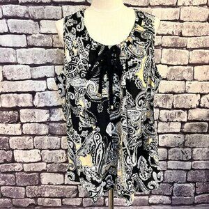 Carole Little Black, White & Beige Sleeveless Blouse Size 2X